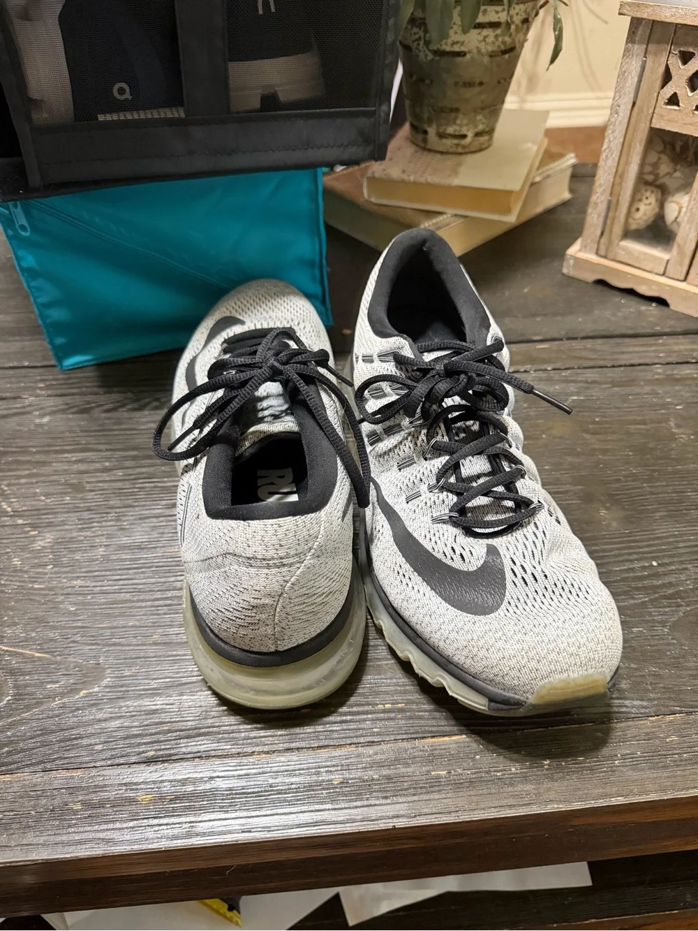 Nike Air Max Athletic Shoes - Light Gray with Black